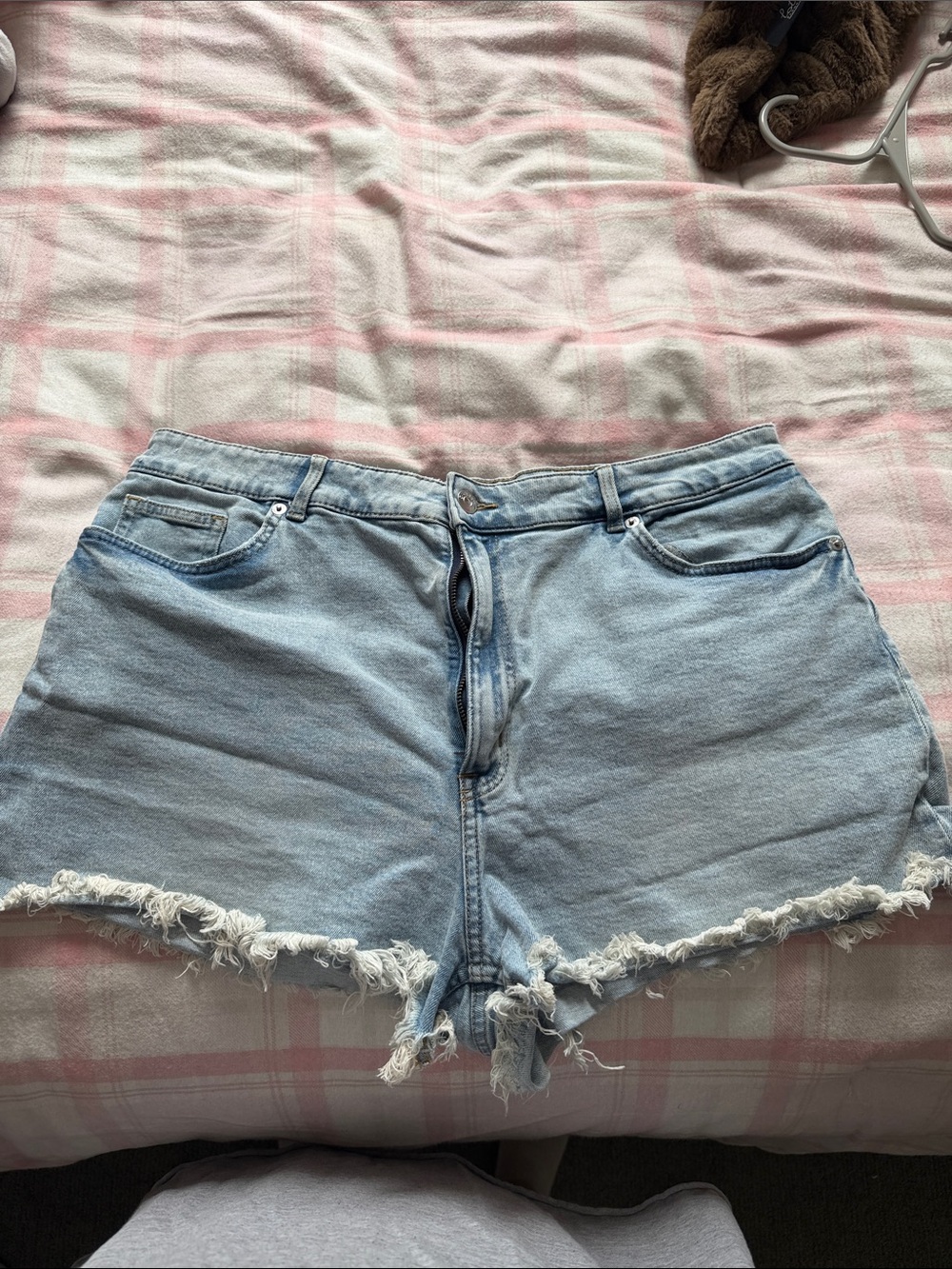 H&M Light Blue Frayed Hem Denim Shorts